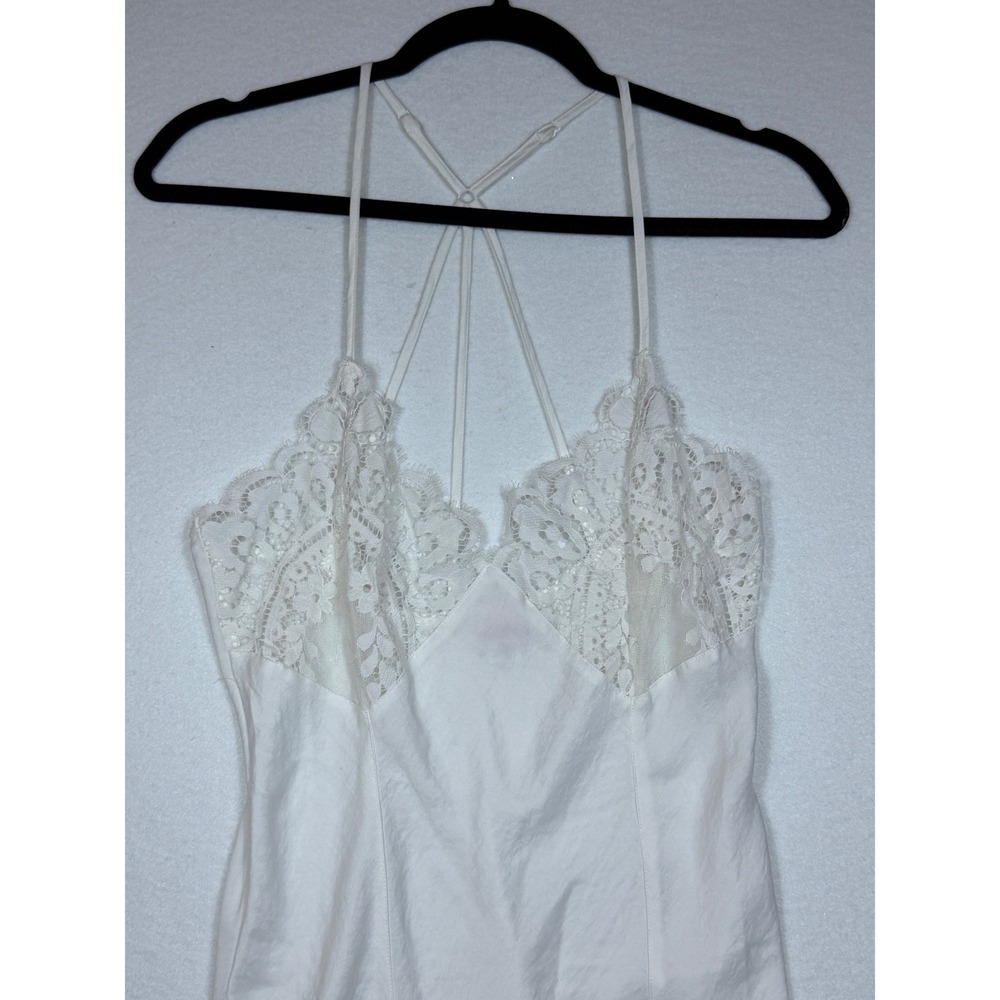 Jezebel White Lace Trim Slip Chemise Nightgown Lingerie Size M Bridal‎